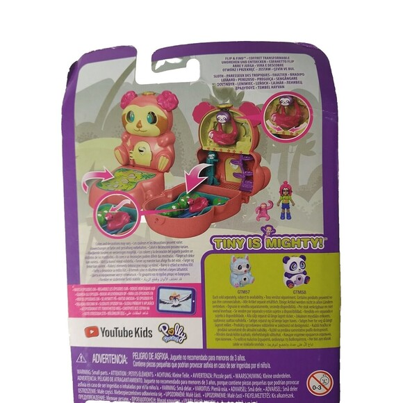Polly Pocket Flip And Find Pink Sloth Playset NIB 2020 - Picture 4 of 5